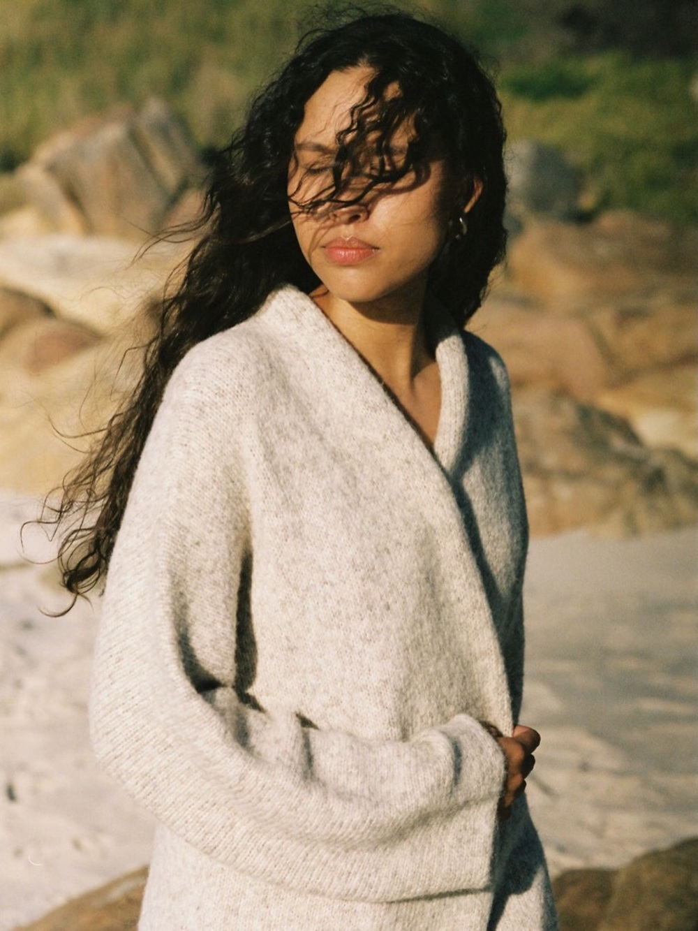 Laude the Label • Heirloom Sweater Coat open front Cloud grey alpaca pima cotton